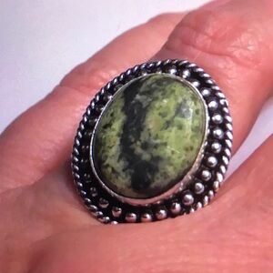 Moss Opal 925 Sterling Silver Ring